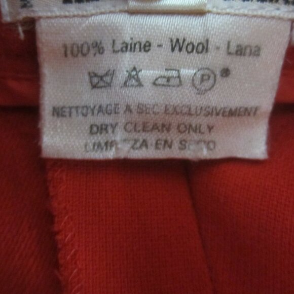 Vtg Hermes Paris Womens 26 Red 100% Wool Slacks Pant Dress Zipper Pockets FLAWS - Picture 7 of 14